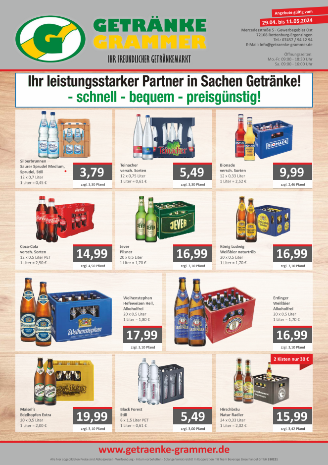 Getränke Grammer - Ihr freundlicher Getränkemarkt - Angebote KW 18 & 19