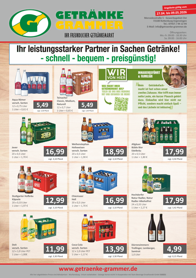 Getränke Grammer - Ihr freundlicher Getränkemarkt - Angebote KW 18 & 19