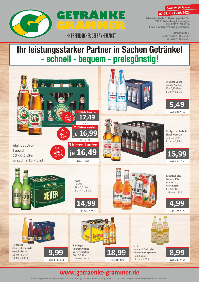Getränke Grammer - Ihr freundlicher Getränkemarkt - Angebote KW 32 & 33
